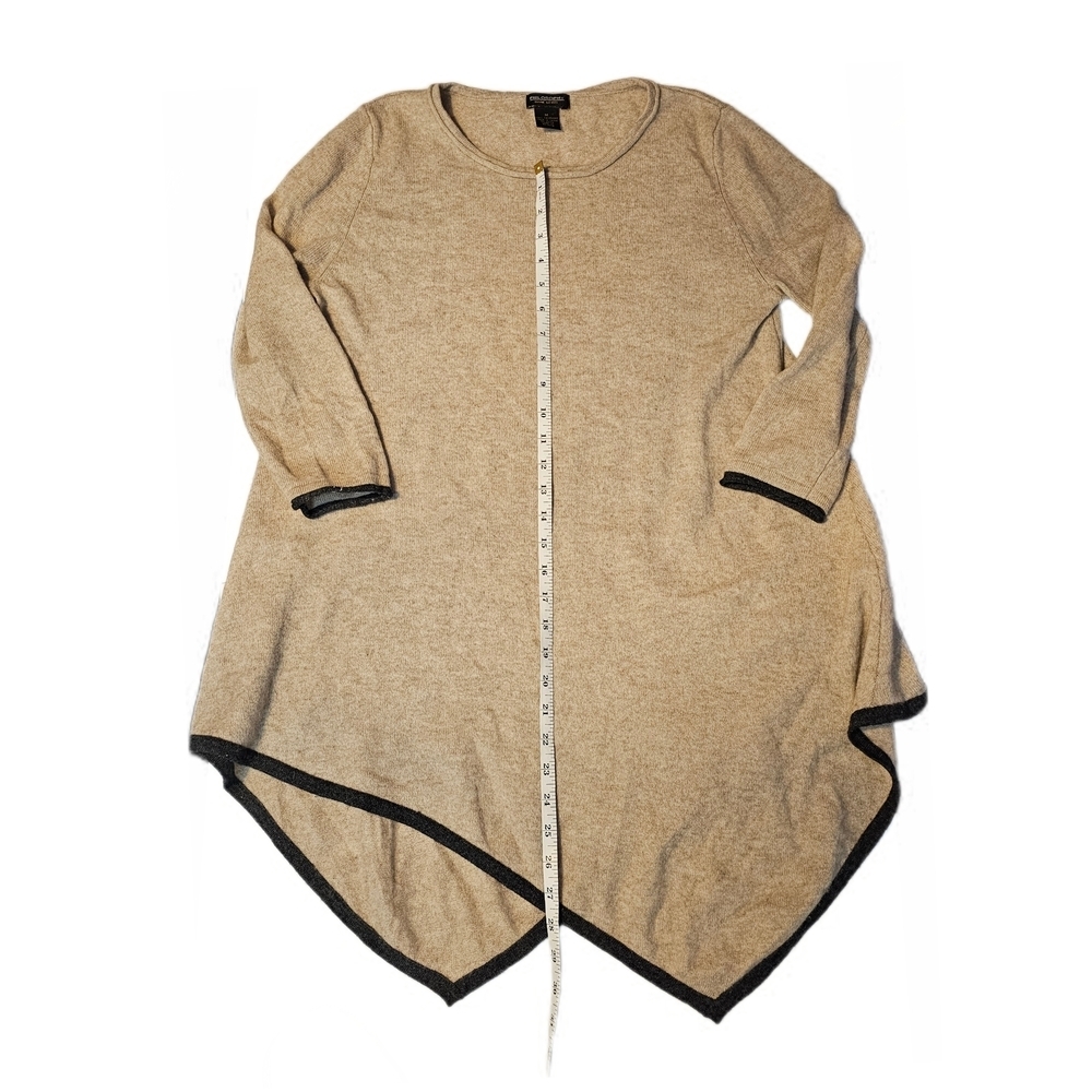 Philosophy Dan Lewis Asymmetrical Cashmere Tunic Sweater Oatmeal/Grey Trim - Picture 7 of 11